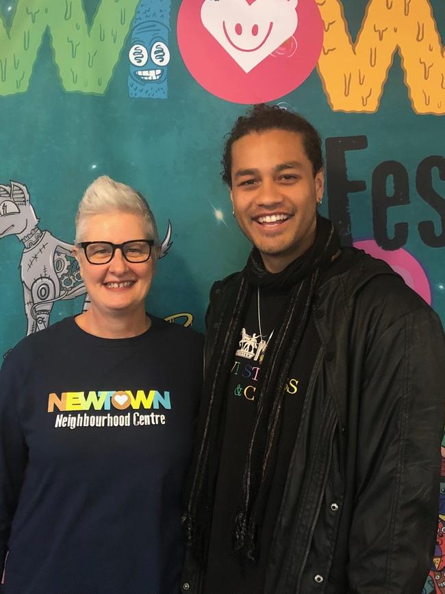 Liz Yeo, CEO of Newtown Neighbourhood Centre and Ziggy Ramo. Picture: Yeah Sure