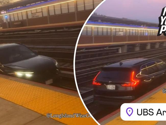 Accused drunk SUV driver caught on camera speeding  down LIRR tracks