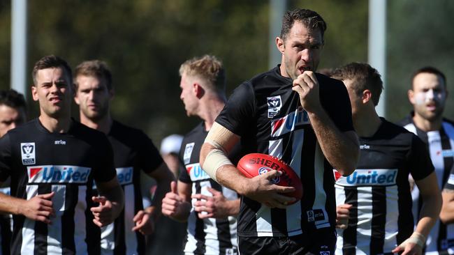 Travis Cloke at Collingwood training. Picture: Mark Dadswell