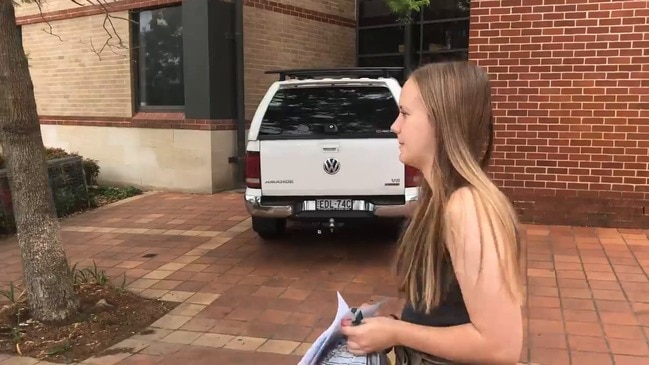 Animal activist Charlize Reynierse leaves Campbelltown Courthouse