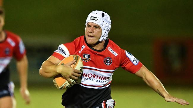 Litchfield’s Corey Gregory scored two tries against the Darwin Brothers in Round 6. Picture: Pema Tamang Pakhrin