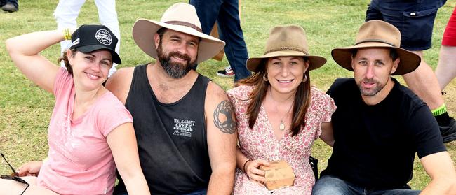 Katrina and Alex Starkey (left) with Jessica and Ross Barney. Meatstock Festival, Toowoomba showgrounds. April 2022