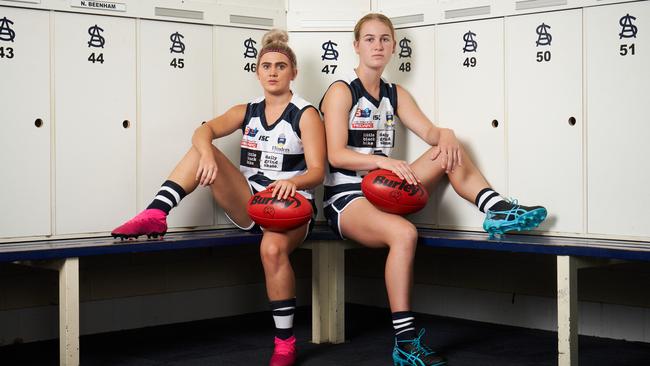 South Adelaide SANFLW players Madison Bennett and Teah Charlton. Picture: Matt Loxton