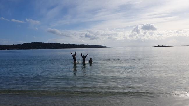 Swimming is "not recommended" at White Beach due to a "recent failure in water sampling". Picture: Scott Plimpton