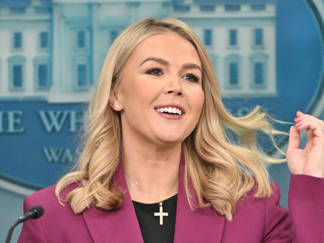 White House Press Secretary Karoline Leavitt speaks during the daily briefing in the Brady Briefing Room of the White House in Washington, DC, on January 28, 2025. (Photo by ROBERTO SCHMIDT / AFP)