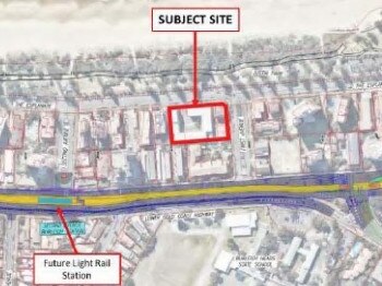 The twin towers site for Burleigh on the Gold Coast showing where light rail stations will be .