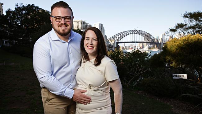 North Shore MP Felicity Wilson and her partner Sam Ison at Clark park in Lavender Bay. Picture: Adam Yip