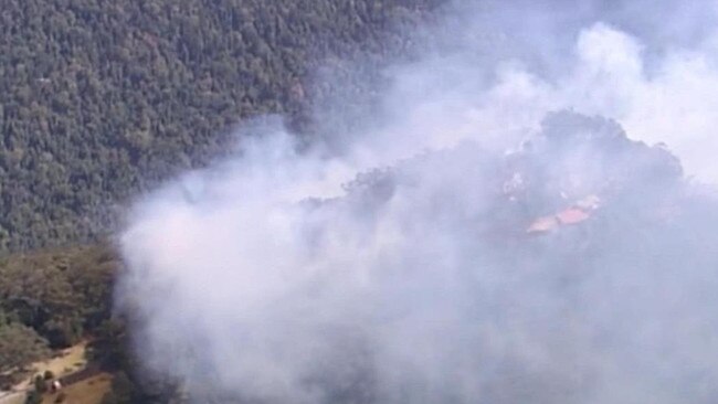 The fire and smoke surrounding the Binna Burra Lodge. Picture: ABC News