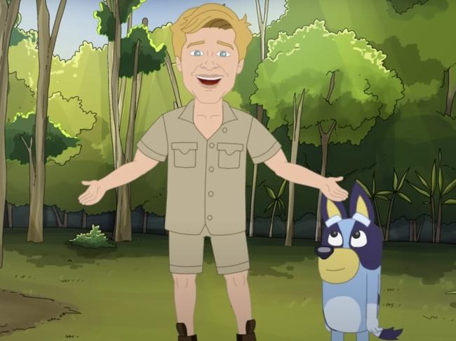 The latest episode of Pauline Hanson's Please Explain cartoon mocked Mr Irwin. Picture: Supplied / YouTube