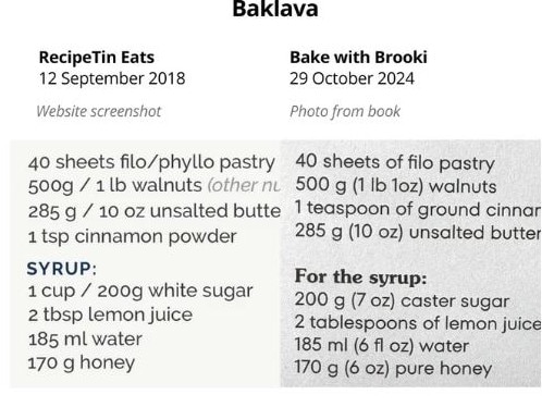 Maehashi shared pictures of the allegedly plagiarised recipes. Picture: Instagram