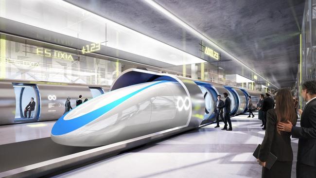 Artist's impressions of the proposed Hyperloop transit system