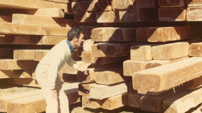 Graham Todd with timber from the Star Kerry on Little Manly Point. Courtesy Graham Todd