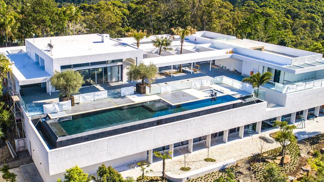 Chris Hemsworth's Byron Bay home is close to completion with the pool finished and landscaping work being done. Picture: Media Mode