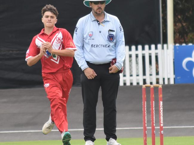 Blake Cattle bowling for St George in the Green Shield. Picture: Sean Teuma