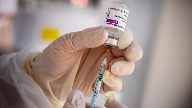 A healthcare worker prepares a dose of AstraZeneca vaccine. Picture: AFP