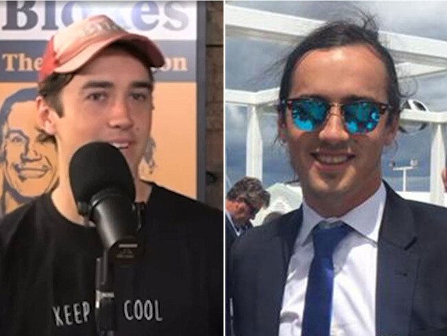Michael Pryde appearing on sports podcast About Even, left, and at the races, right. Pictures: Supplied