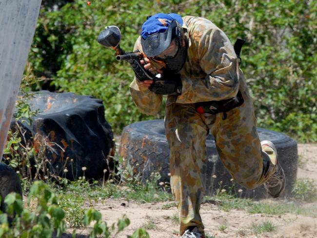 Paintball is a competitive team shooting sport in which players eliminate opponents from play by hitting them with spherical dye-filled gelatin capsules called paintballs that break upon impact.