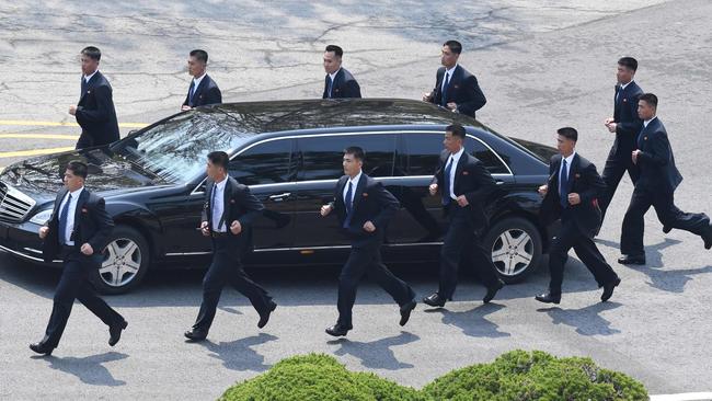 How Kim Jong-un rolls. Picture: AFP / Korea Summit Press Pool.