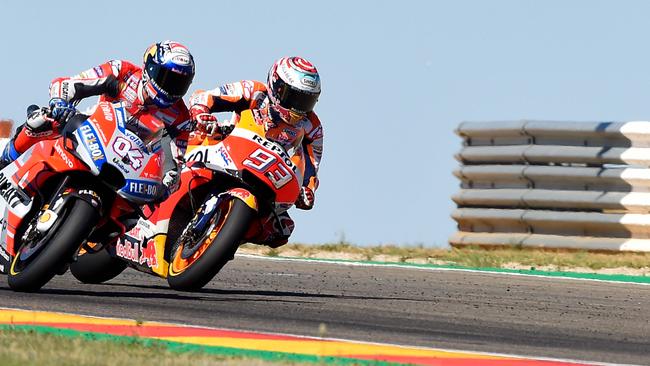 Marquez sliced past Dovizioso to take the lead on Lap 14.