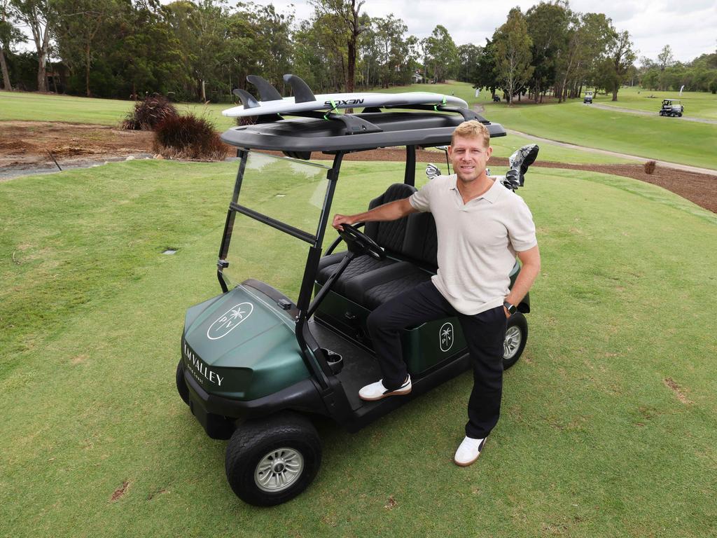 Three-time surfing world champion and co-founder Mick Fanning unveils Australia's first surf and golf resort, Palm Valley. Picture Glenn Hampson