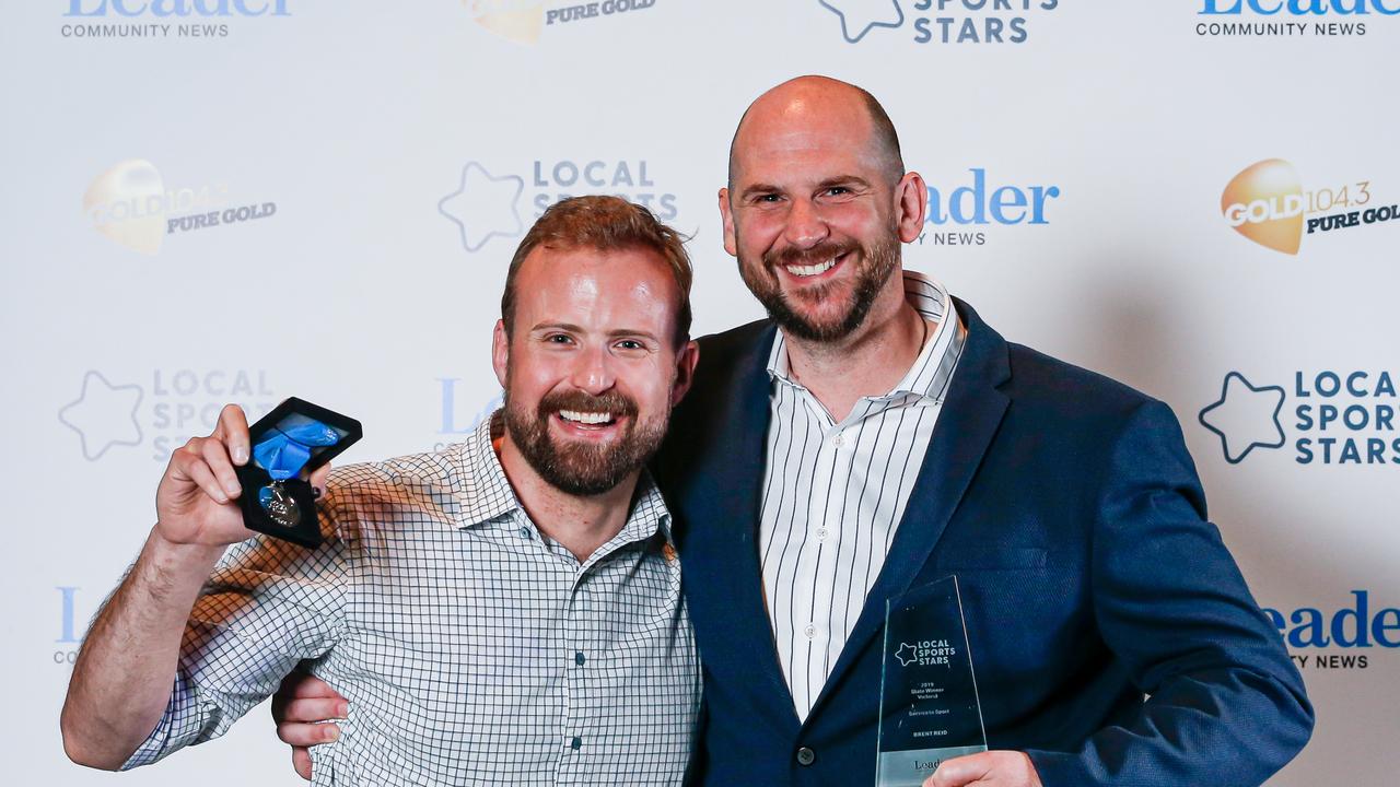 Progress Leader Senior Sports Star Patrick Lane with coach Brent Reid, from Goannas Deaf Basketball Australia, who was the Services to Sport state winner.