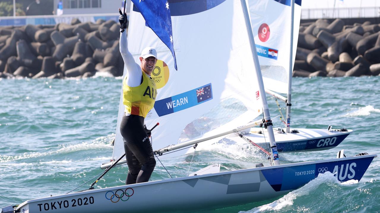 Matt Wearn after winning the Laser Olympic gold at Enoshima in August 2021. Picture: Phil Walter/Getty Images