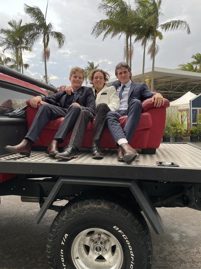 Cody Hill, Lachlan Paff, and Joseph Quantrell at the 2023 Unity College formal.