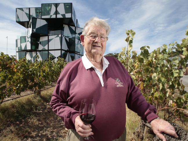 7.4.2017.d'Arry Osborn is managing international wine label d'Arenberg these days, which his father Francis Ernest Osborn started on a 64ha McLaren Vale property in 1912. At 90 years old, he refuses to give up work because he loves the job and the region.  pic tait schmaal.