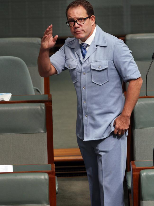 NT MP Luke Gosling has previously been known for his stunts in parliament, like wearing a light blue safari suit, but he’s hoping to have more of an impact this term. Picture: GARY RAMAGE