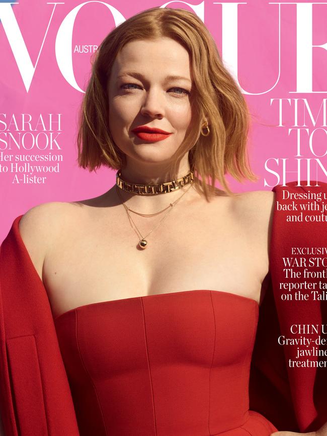 Sarah Snook on the cover of Vogue Australia’s November issue. Picture: Vogue Australia