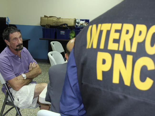 John McAfee was also at one stage named as a ‘person of interest’ in the murder of his Belize neighbour but was never charged or named as a suspect. He will run for US president with the newly formed Cyber Party. Picture: AP Photo/Guatemala’s National Police