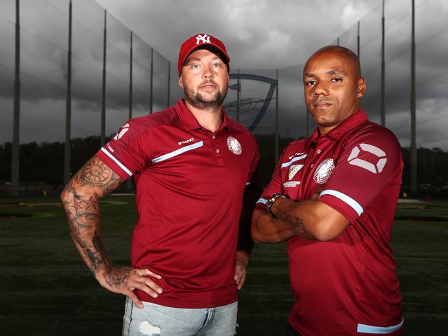 Enrique with Gold Coast Premier League club Coomera Head coach Steve MacDonald .Photograph : Jason O'Brien