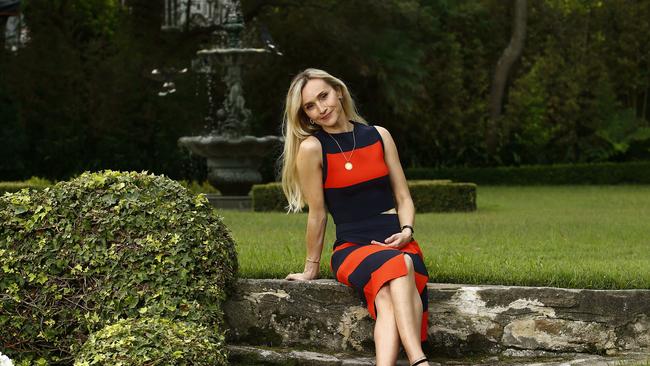 Kirsten Carrioll in the garden of her Vaucluse home. Picture: John Appleyard