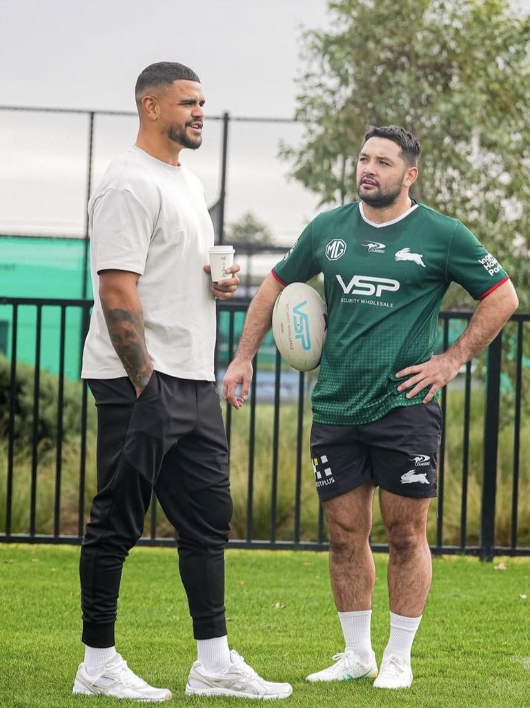 Latrell Mitchell was back at Rabbitohs training on Thursday morning but is racing the clock to take the field on Sunday. Picture: South Sydney Rabbitohs