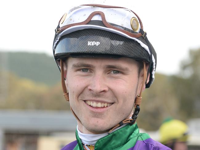 Aaron Mitchell after winning the Peter Tomkins Contractor 0 - 58 Highweight Hcp at Casterton Racecourse on July 24, 2022 in Casterton, Australia. (Photo by Ross Holburt/Racing Photos)