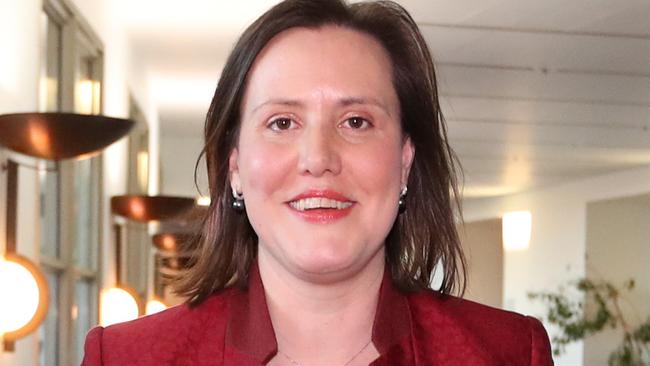 Minister for Women, Minister for Jobs and Industrial Relations Kelly O'Dwyer after speaking at a doorstop at Parliament House in Canberra.