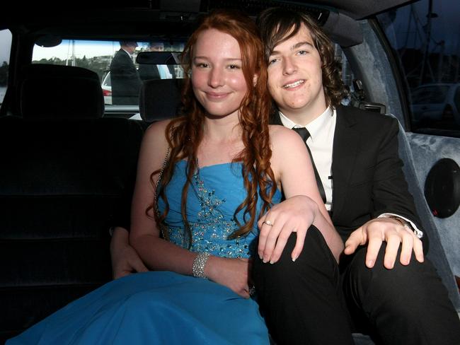 Emma Boland and Jayden Petrusma arrive at the Emmanuel Christian School leavers’ dinner at Bellerive Yacht Club. Picture: CAROLYN DOCKING