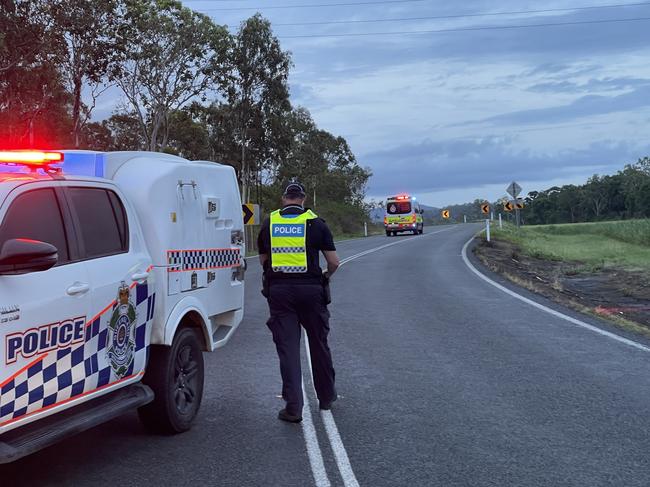 Police on scene at a serious crash at Balnagowan near Mackay. Picture: Janessa Ekert