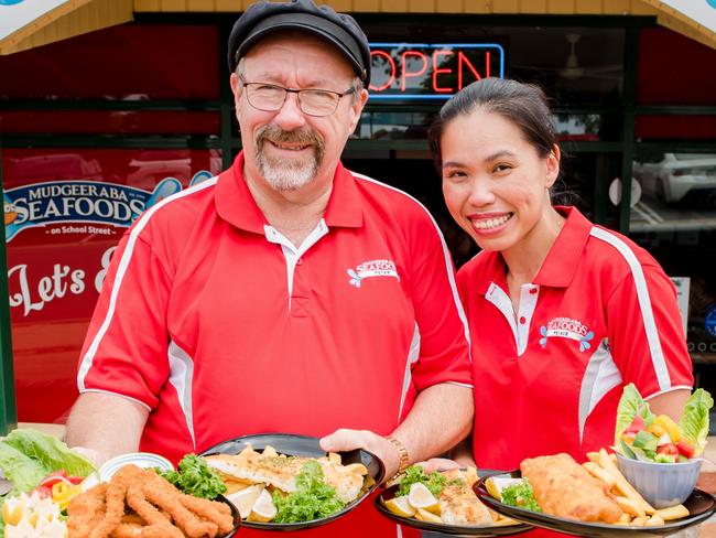 Peter &amp; Peisie Hawkes from Mudgeeraba Seafoods on School Street.