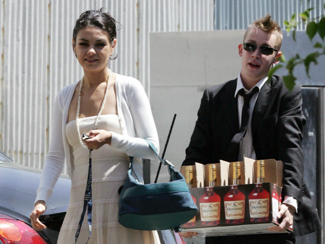 Macaulay Culkin and Mila Kunis arrive at a restaurant in West Hollywood which is the venue for Macaulay's birthday celebration. Picture: Splash.