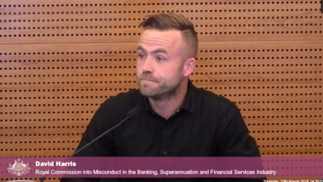 Witness David Harris speaking at the Banking Royal Commission.