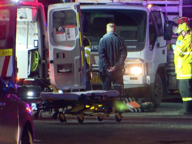 ***FEES APPLY***, ***MUST CREDIT TNV****, Screen grabs from TNV video., , A boy has died after he was hit by a truck in a trucking yard south west of Sydney on Friday afternoon., , The five-year-old was hit in a trucking yard on Argyle St at Picton just after 5pm.  Pictures by TNV, ,