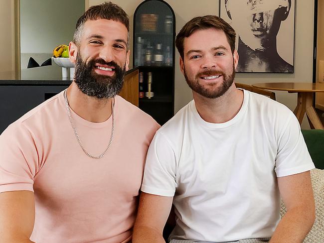 2025 Case study on suburbs with the most choice.Phillip Pavlou and Liam Davis are happy at home in their St Kilda apartment. Picture: Ian Currie