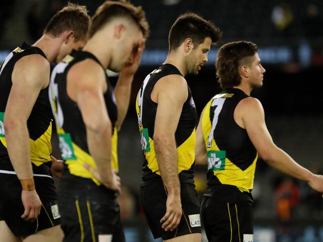 The Tigers began the season dreaming of a three-peat but have finished it watching September footy watching from the sidelines. (Photo by Michael Willson/AFL Photos via Getty Images)