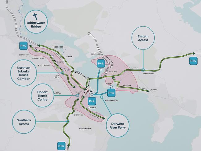 Graphic of upgrades involved in the Hobart City Deal. Picture: LUKE BOWDEN