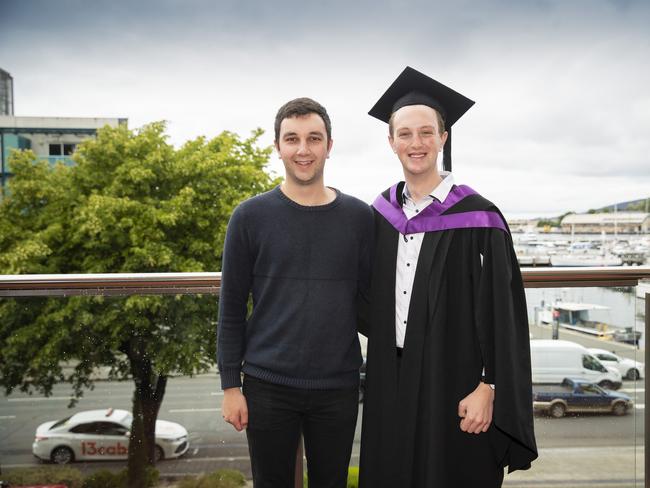 Josh and Tim Lippis. UTAS graduations. School of College of Health and Medicine Graduate Research. Picture: RICHARD JUPE