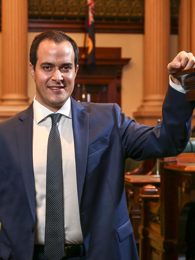 New Speaker of Parliament, Liberal MP Vincent Tarzia in the Lower House chamber of Parliament Tuesday April 24, 2018 - pic AAP/MIKE BURTON