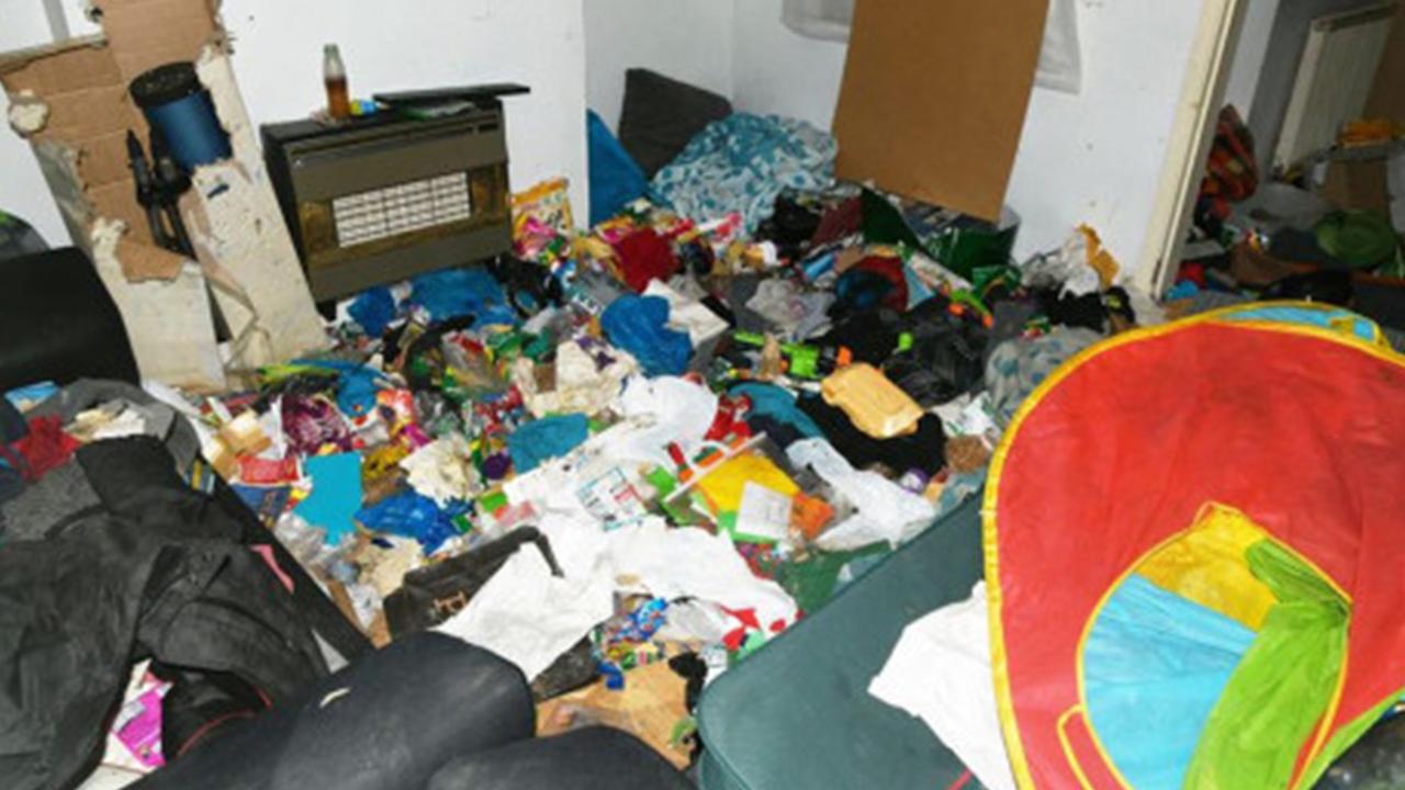 Shocking pictures show piles of rubbish in a home where a seven-year-old boy was neglected. Picture: BPM Media/australscope