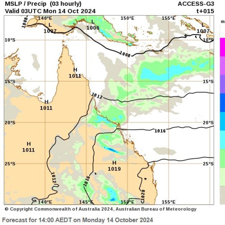 The shape of the overnight rain cloud in the early hours of Monday morning.