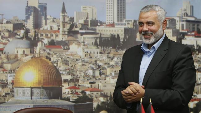 Senior Hamas leader Ismail Haniyeh, pictured in Gaza City in 2014, is directing operations from his luxury digs in Doha, Qatar. Picture: Reuters